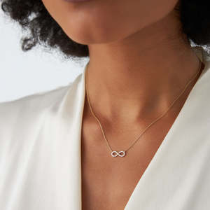 Pendentif Collier Infini en Argent Sterling 925 Plaqué Or 14K avec Diamant et Moissanite, Prix de Gros, Idéal pour Mariage - Product Image 5