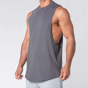 Débardeur en tricot uni sans manches pour homme, col rond, grande taille, décontracté, 100% coton - Product Image 2