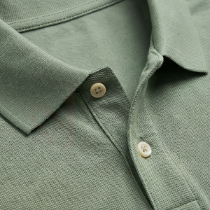 Polo en piqué de coton vert à manches courtes pour homme, décontracté, respirant, coupe classique, design tricoté uni - Product Image 4