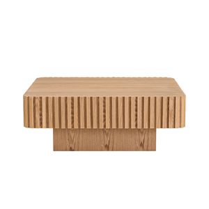 35.43 Inch Modern Handcrafted Square Drum <b>Coffee</b> <b>Table</b> Sturdy MDF Ped <b>Small</b> Wooden Design for Living Room - Product Image 3