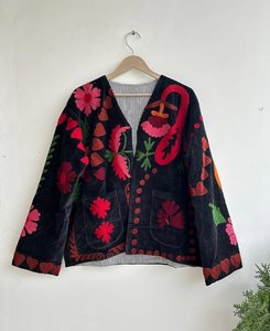 <b>Women's</b> Black <b>Velvet</b> Embroidered Floral Jacket Boho Open Front <b>Coats</b> <b>Women</b> Boho Jacket <b>Women</b> Open Front <b>Coat</b> <b>Women</b> Embroidered - Product Image 6