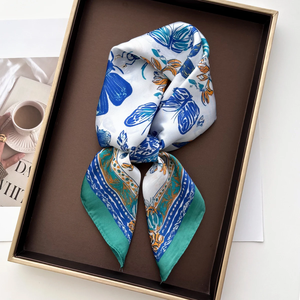 Elegant Print Women Scarf Silk Satin Neckerchief Foulard Square Scarves Hairbands Female Scarves <b>Shawls</b> <b>Wraps</b> - Product Image 3