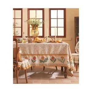 Nouvelle nappe de banquet portable en lin biologique durable, brodée, à franges et à lacets, imperméable et personnalisable pour restaurant - Product Image 4