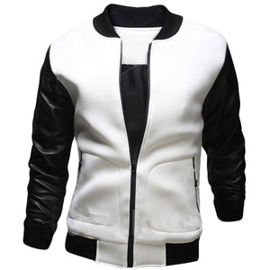 Chaqueta Varsity Gris para Hombre, de Lona, con Mangas de Lana Negra, Cuello Mao, Casual, de Invierno, Resistente al Viento, Transpirable, Corte Regular - Product Image 4