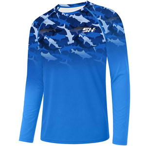 Camisa de Hombre con Estampado de Pesca, Hermosa, de Alta Calidad, 100% Poliéster, Material Duradero, Protección UPF 50 - Product Image 1