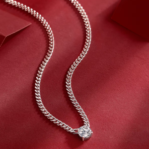 Collar de Plata de Ley 925 con Moissanita, Cadena de Lujo para Mujer, Joyería Elegante y Sencilla, Regalo - Product Image 1