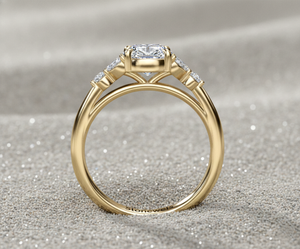 Anillo de Compromiso Stonewels Laurel Leaves de Oro de 14K con Diamante Cultivado en Laboratorio, Piedras Laterales Trilliant con Engaste de Garras, Anillo de Lujo Certificado - Product Image 2