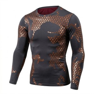 Factory Supply High Collar Quick Dry Spandex Polyester Anti Bacterial Mens <b>Compression</b> <b>Shirt</b> Long Sleeve Rashguard - Product Image 4