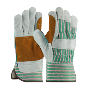 Gants de travail industriels en cuir robuste renforcé avec doublure en coton flexible, couleur jaune fluorescent, pour monteurs canadiens - Product Image 6