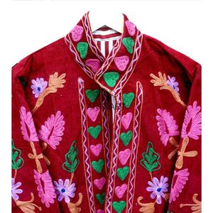 Eco-Friendly Thick Corduroy Floral Embroidery Quilted <b>Jacket</b> Cotton Stripe Lining Handmade Winter Autumn Breathable Quick Dry - Product Image 6