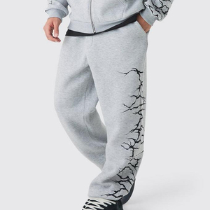 Custom Logo Printing Winter Men Hooded Zipper <b>Tracksuit</b> Regular Fit Breathable Casual Streetwear Cotton Wholesale Two Piece Set - Product Image 5