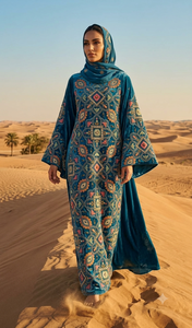 Motif de broderie sur velours Firozi bicolore, motif 9000, matière de base pour veste ethnique femme, lehenga de mariée, abaya - Product Image 3