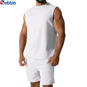 BOBBIN INDUSTRIES Best Manufacturer Hot Custom Men's Summer Casual Sleeveless Cotton Solid Color Plus Size Men's Tank Tops Sets - Product Image 5