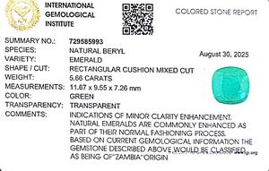 Émeraude verte taille coussin de 5,66 carats provenant de la Zambie, pierre précieuse ECHBW-258 - Product Image 6