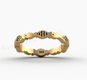 แหวนเงินแท้ 925 ชุบทอง 18K ดีไซน์เก๋ ลายปลา แบบซ้อนได้ ลายคลื่น สำหรับงานปาร์ตี้ เหมาะสำหรับผู้หญิง - Product Image 5