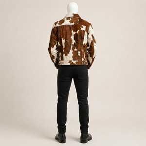 Chaqueta de Cuero Genuino para Hombre, Estilo Motero, con Estampado Animal, Cuello Camisero, Cierre de Cremallera, Ropa de Invierno, Corte Ajustado, Forro Personalizado - Product Image 3