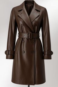 Manteau Trench Formel Homme Marron en Cuir de Mouton Véritable Imperméable Respirant Anti-Plis Séchage Rapide Écologique avec Doublure en Polyester - Product Image 2
