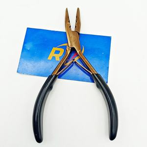 Pince à extensions capillaires en acier inoxydable pour micro-anneaux et nano-perles, outil professionnel pour coiffeurs, couleur or rose OEM avec poignée en plastique - Product Image 5