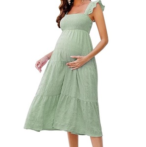 Último Diseño, Buena Calidad, Vestido Largo sin Mangas para Mujer Embarazada, 100% Algodón Ecológico, Moderno, Informal - Product Image 1