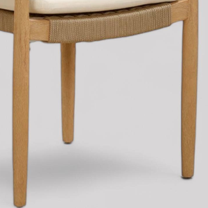 Chaise de salle à manger en osier avec assise et structure en teck pour ensemble de meubles de jardin - Product Image 6