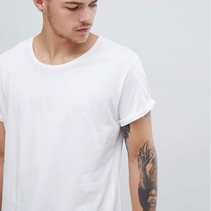 Men's <b>White</b> O-Neck Short Sleeve Regular Fit Cotton Jersey Casual T-Shirt Solid Color <b>Plain</b> Dyed Knitted Design - Product Image 2