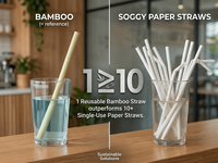 Pailles en Fibre de Bambou Écologiques et Dégradables du Fournisseur Vietnamien, Taille et Logo Personnalisables, Longueur 200mm, pour Café, Eau, Lait et Boissons