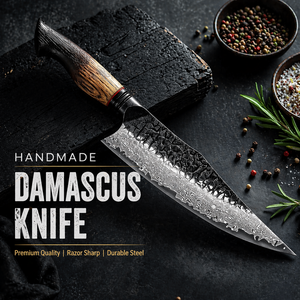 Couteau de chef artisanal en acier Damas, couteau de cuisine, manche en bois, fabricant OEM personnalisé, fournisseur en gros, Pakistan - Product Image 2