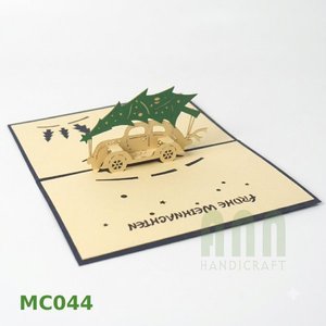 Tarjeta de Felicitación Navideña con Árbol de Navidad Cortado con Láser 3D Personalizado, Papel de Impresión por Transferencia Térmica con Relieve, Estilo Japandi, Hecho en Hanói ANN - Product Image 1