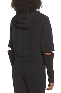 Sweat-shirt à capuche noir Maanify de haute qualité 2026 avec manches découpées, pull ample pour femme - Product Image 4