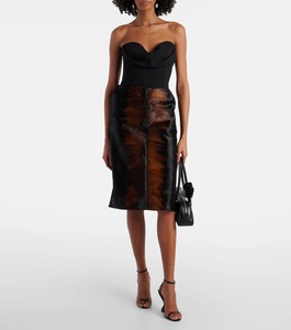 Jupe évasée en cuir véritable de qualité supérieure pour femmes, élégante, tendance, douce et confortable, service d'échantillons OEM ODM disponible - Product Image 2