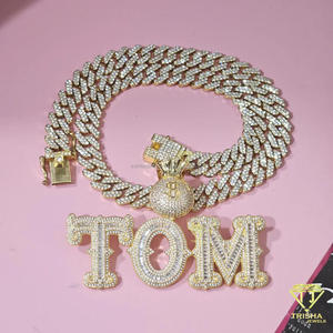 Custom " ANDY " <b>Name</b> Pendant Moissanite Diamond Cuban Link <b>Chain</b> Hip Hop Iced Out Necklace For Men Women - Product Image 4