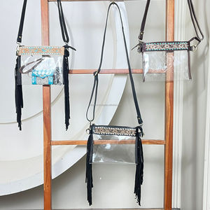 Sac à bandoulière transparent en PVC de luxe, style western en cuir véritable, sac à main transparent approuvé pour les stades - Product Image 5