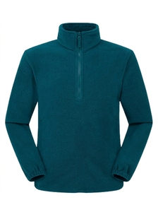 <b>Men's</b> Quarter-<b>Zip</b> Fleece <b>Jacket</b> Solid Color Breathable Casual Autumn Wear Regular Fit Knitted Polyester Material - Product Image 3