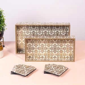 Bandejas de Madera de Mango Grandes y Resistentes con Borde Marrón y Recubrimiento de Esmalte Adhesivo para Cocina y Comedor - Product Image 6