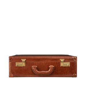 Maletín Ejecutivo de Cuero Marrón Vintage de Lujo con Cerradura de Combinación, Interior de Gamuza Crema y Herrajes de Latón Dorado - Product Image 3