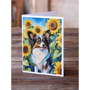 Papillon in Sunflowers A7 Whimsical Blank Greeting Cards Pack of 8 with <b>Envelopes</b> <b>5x7</b> Note Size - Product Image 2