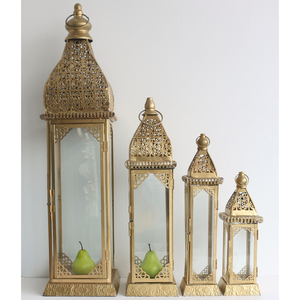 Moroccan Gold Lantern Assortment Decorative Glass Candle Holders Luxurious Interior Showcase - Product Image 1