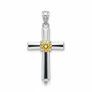 Bijoux souvenirs chrétiens personnalisés, cadeaux religieux, croix en argent sterling 925 sertie de pierres. - Product Image 3