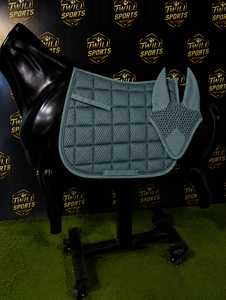 Teal <b>Quilted</b> Horse Saddle Pad Unisex Woven Fabric Solid Color Customizable Material Digital Printing - Product Image 6