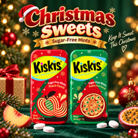 Bonbons fraîchesur à la menthe fruitée saveur fruit de la passion et pêche, en boîtes cadeaux, pour Noël et petits cadeaux de Noël
