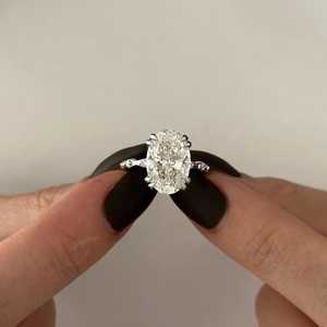 5 Carat Oval Lab Grown <b>Diamond</b> Natured Inspire Organic Engagement <b>Ring</b>: 14k White Gold, IGI Certified - Product Image 6