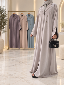 Robe longue maxi légère pour femme, style Dubaï 2026, vintage, unie, à sequins, faite à la main, respirante, en polyester, pour l'Aïd, style saoudien - Product Image 2