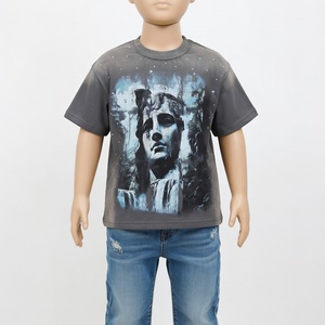 T-shirts Homme Col Rond Personnalisés en Gros, Haute Qualité, Délavés à l'Acide, 240 Grammes, Tricotés, Style Vintage Hip Hop, avec Strass Thermocollés - Product Image 2