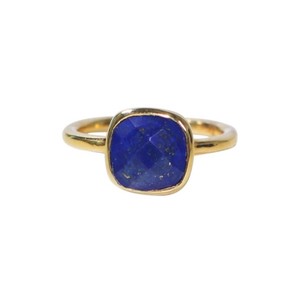 Handmade <b>Cushion</b> Shape Lapis Gemstone Women <b>Ring</b> - Fashion Gold Plated <b>Rings</b> - Wholesale Bulk Price <b>Ring</b> - Product Image 1