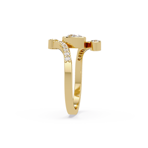 Luxury 14K Yellow <b>Gold</b> Pear Cut Lab Grown Diamond Bezel <b>set</b> Bypass Engagement Bridal Wedding <b>Ring</b> for Women's Fine Jewelry - Product Image 4