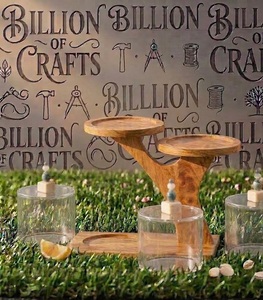 Clear Plexi <b>Acrylic</b> Apothecary Jars with Wooden Stand Cylindrical <b>Storage</b> Canisters with Lids for gifts ramada chocolate display - Product Image 3