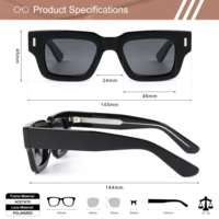 Lunettes de soleil polarisées carrées épaisses personnalisées avec logo, monture en acétate rétro, rivets, pour hommes et femmes, vente en gros