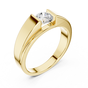 Yellow Gold Lab-Grown Diamond <b>Men</b>’s Solitaire Wedding <b>Ring</b> – Contemporary Luxury Gold Band diamond Jewelry - Product Image 2