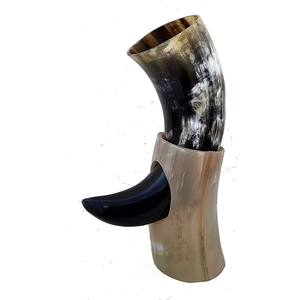 Corne de buffle Viking avec support, 100% authentique et sans danger pour les aliments, sans fuite, pour boire de la bière, style nordique Viking - Product Image 1