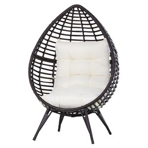 Poltrona a Goccia per Interni/Esterni con Cuscino Morbido e Struttura in Rattan Sintetico PE - Product Image 1
